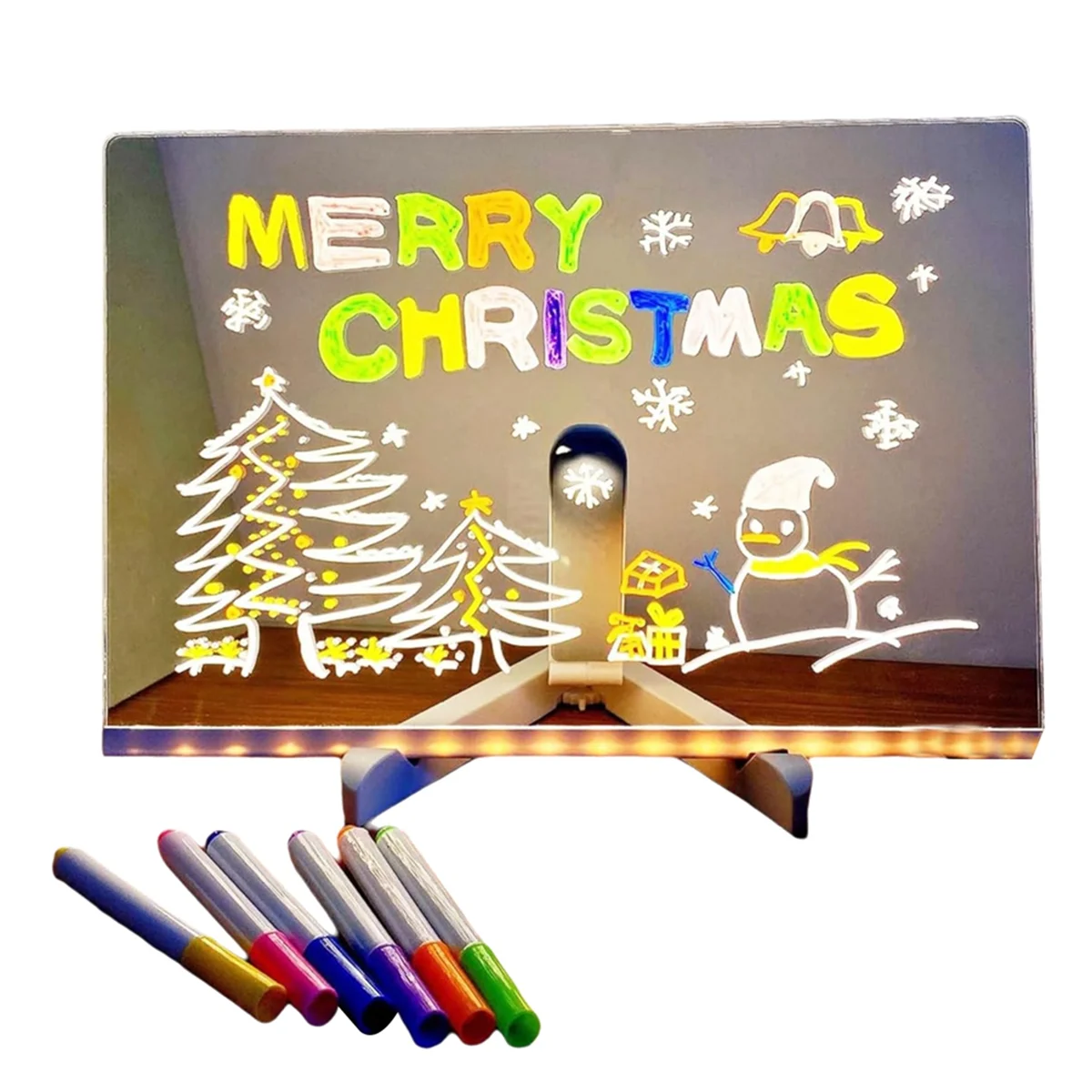 AT53 Acrylic LED Luminous Draw Board Toy for Kids Anti Scratch Adjustable Erasable Letter Message Note Board Birthday Gift