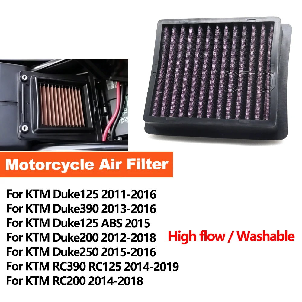 Motorcycle Air Filter Washable For KTM 125 200 250 390 Duke125 Duke200 Duke250 Duke390 RC200 RC125 RC390 Replacement part