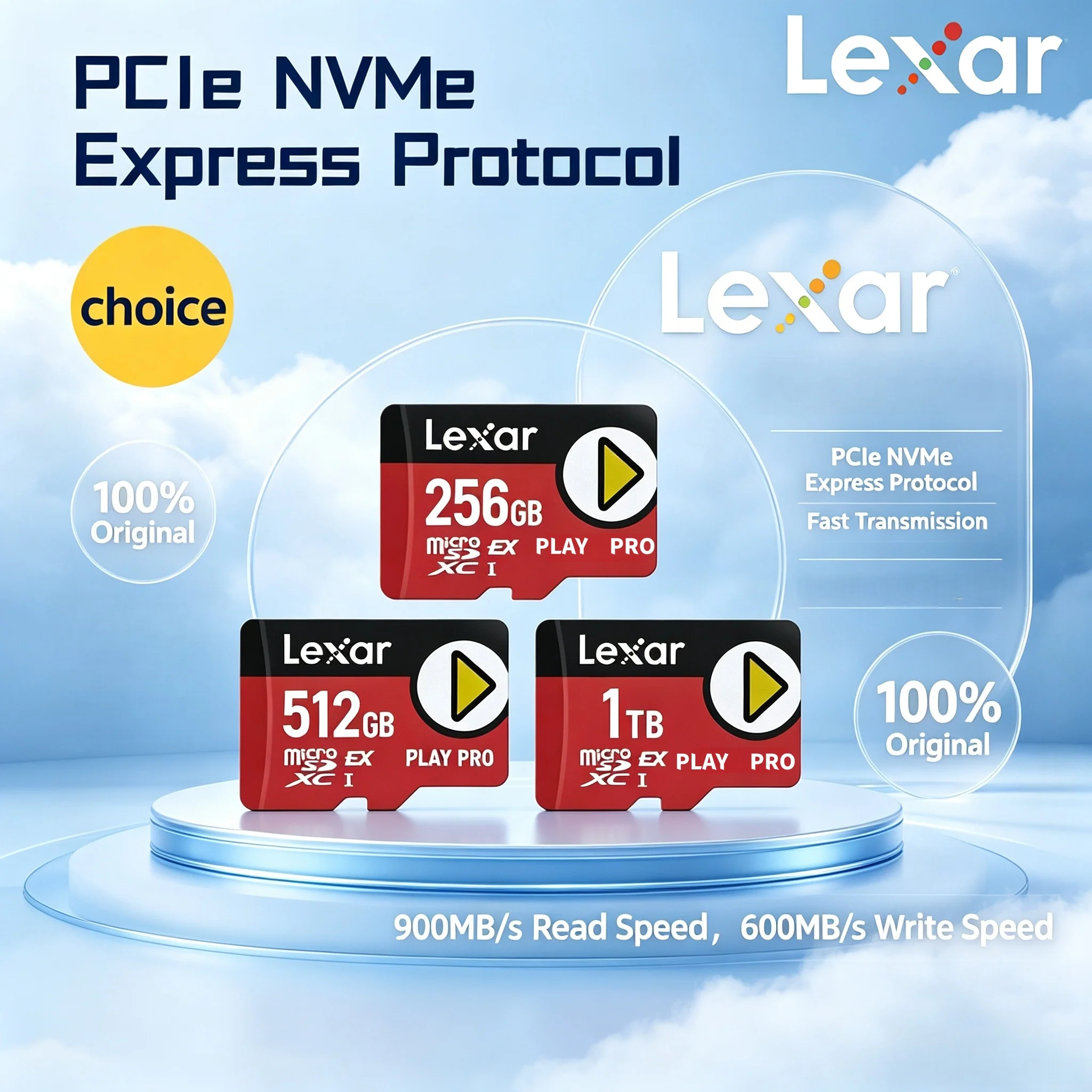 Lexar 256 512 1TB PLAY PRO MicroSD Express Card U3 V30 C10 High Speed 900MB s Read Backwards Compatible for Switch Tablet