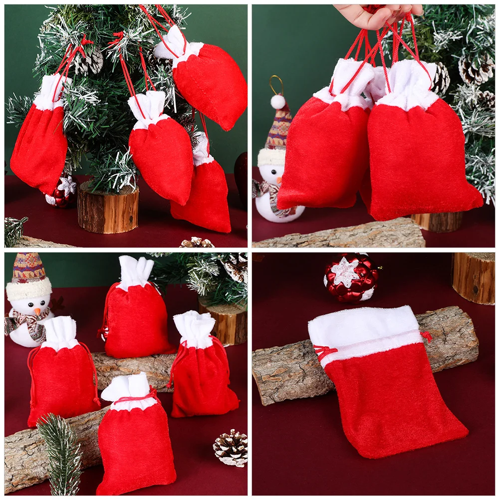 

10Pcs Christmas Tree Printed Drawstring Gift Bags Candy Snack Storage Party Treat Favor Bags Empty Bag Empty Bag