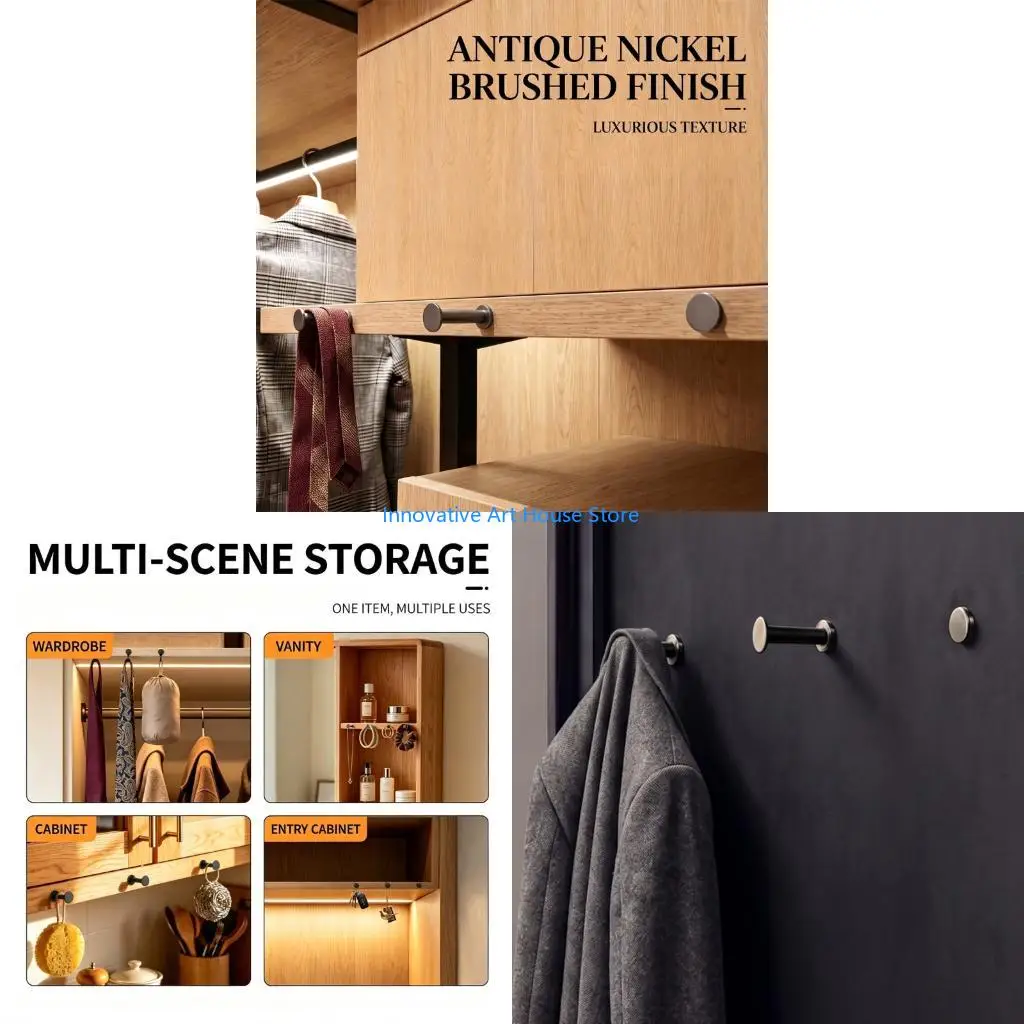 E1PC Wardrobe Wall Hook Metal Clothes Mount for Cabinet Entryway Use