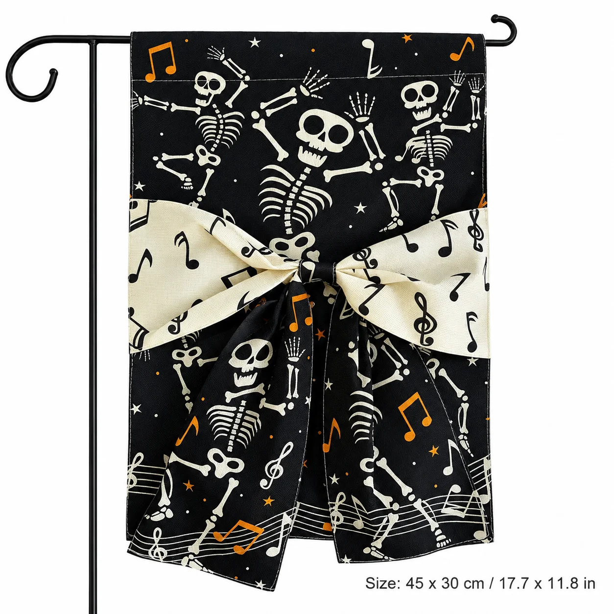 Halloween Garden Flag with 3D Bow, 12x18 Inch Trick or Treat Ghost Pumpkin Skeleton Yard Flag for Porch Lawn Outdoor Decor
