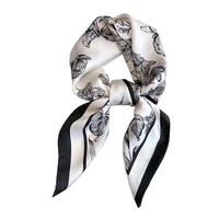 70*70cm Luxury Floral Print Silk Square Scarf Women Foulard Hairband Hands Bag Ribbon Head Hijab Neckerchief Headband Soft Satin - Image 6