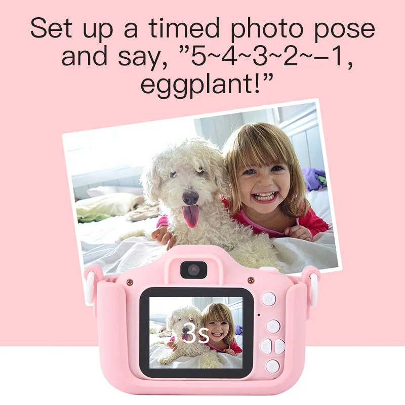 أطفال كاميرا صغيرة الكرتون القط لعب للفتيات الفتيان هدايا عيد ميلاد 1080P HD 2 بوصة شاشة مع غطاء من السيليكون سجل الحياة الكاميرا #4