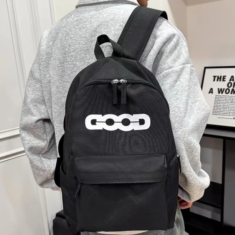 

Simple Fashionable Lightweight GOODBRAND Backpack Classic Black White Sports Backpack Casual Double-shoulder Strap Bag