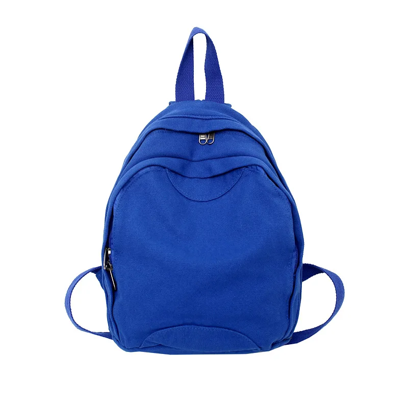 Teenager Casual Small Size Canvas Fabric School Book Backpack 2024 Female Travel High Street Soft Cloth Klein Blue Knapsack Bag