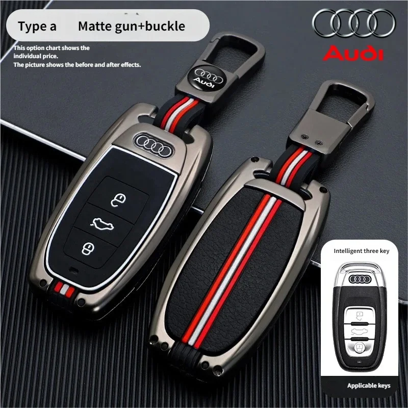 

Car Key Case Cover Shell Fob for Audi A1 A3 A4 A5 A6 A7 A8 Quattro Q3 Q5 Q7 2010 2011 2012 2013 2014 Car Keychain Accessories