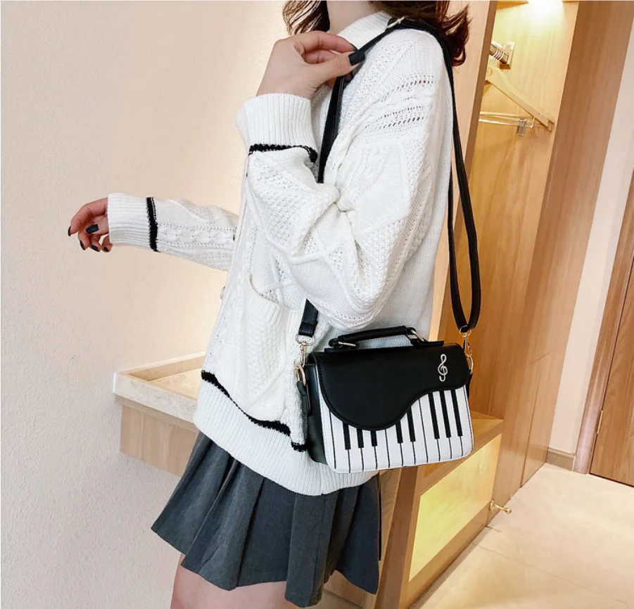 2022 Korean Piano Design Women Shoulder Bags PU Leather Messenger Bag Handbag Fashion Corssbody Bag Pocket Coin Purse Package