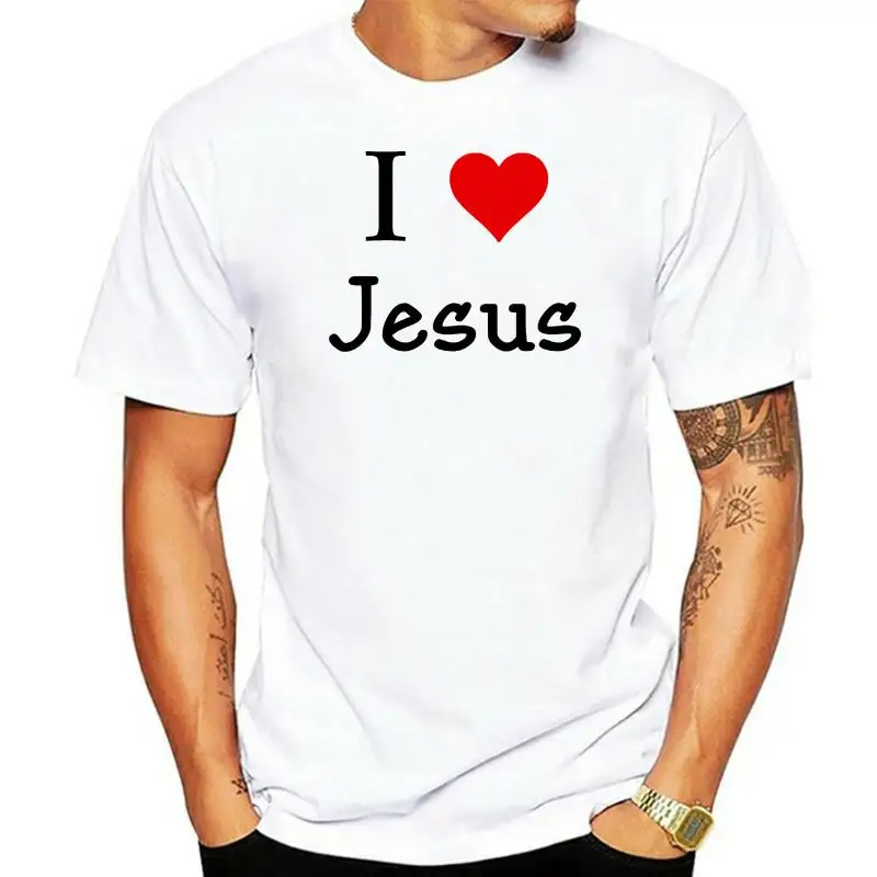 Summer Tee Shirt I Love Jesus Scripture Religious Gospel Slogan Evangelism ChriFunnyan Men T-shirt O-Neck T-shirt