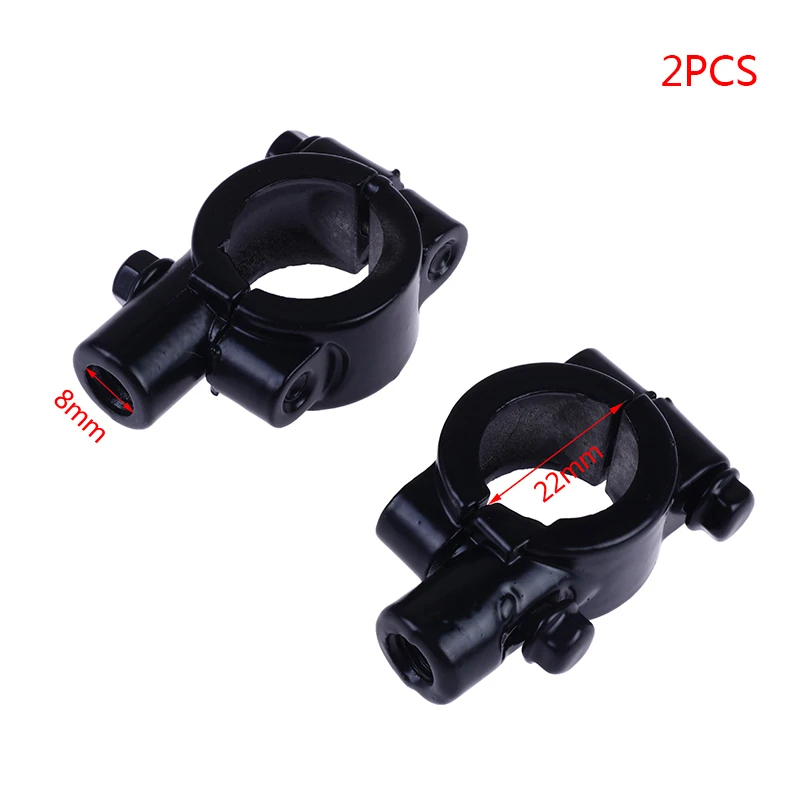 2pcs 7" Inch 22mm Handlebar 10mm 8mm 6mm Thread Motorcycle Mirror Mount Clamp Rear View Mirror Holder Adapter Silver Black