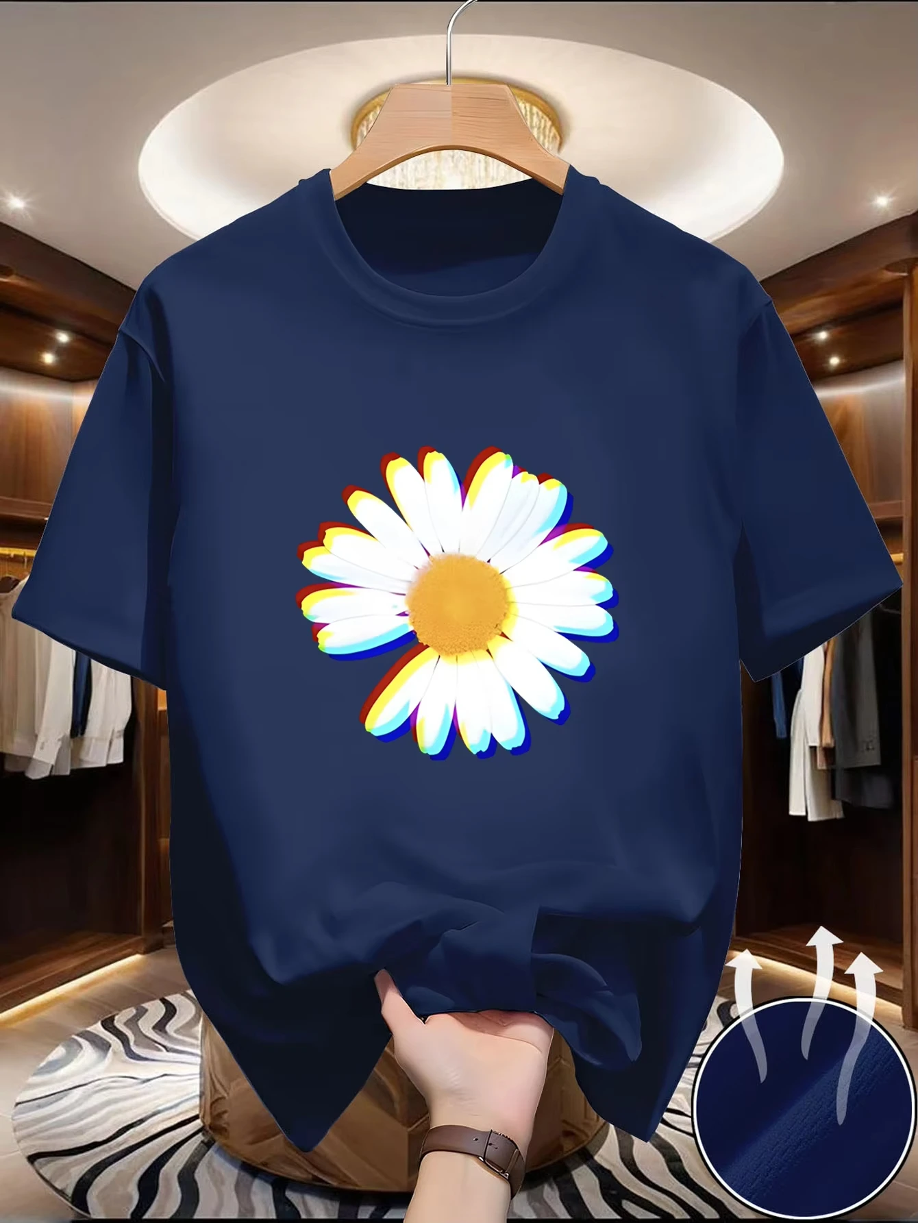 Herren-T-Shirt mit Rundhalsausschnitt und kurzen Ärmeln, Alltags-Essential, Sportbekleidung, bequeme Passform, stilvoller Schnitt. – Detail 3