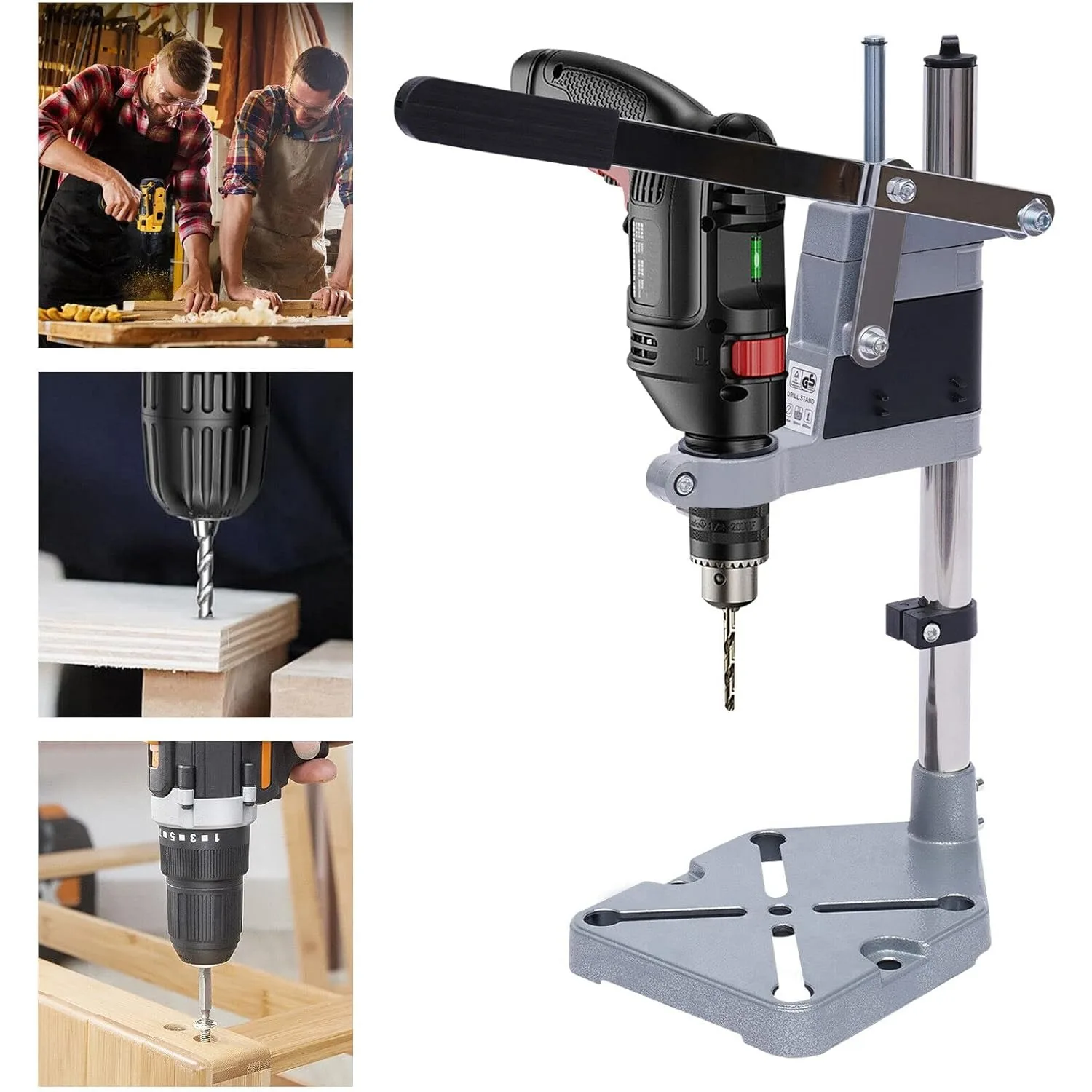 

Portable Drill Press Stand for hand drill,Dual-hole Electric Adjustable Drill Press Stand,Bench Clamp Drill Holder