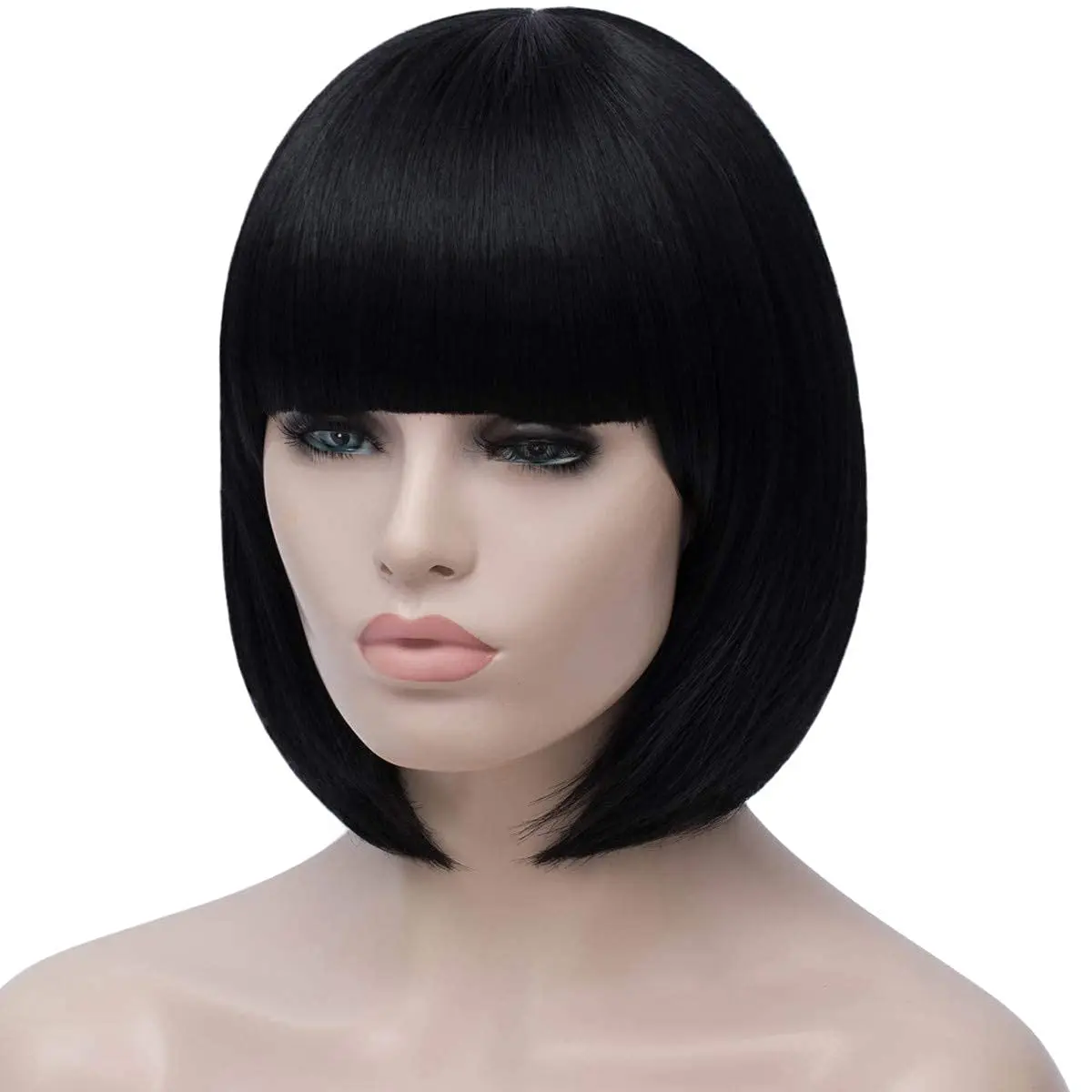 Black Bob Wigs for Women Hair Wig with Bangs Natural Fashion Synthetic Wig Cute Colored Wigs for Daily Party Halloween image 5