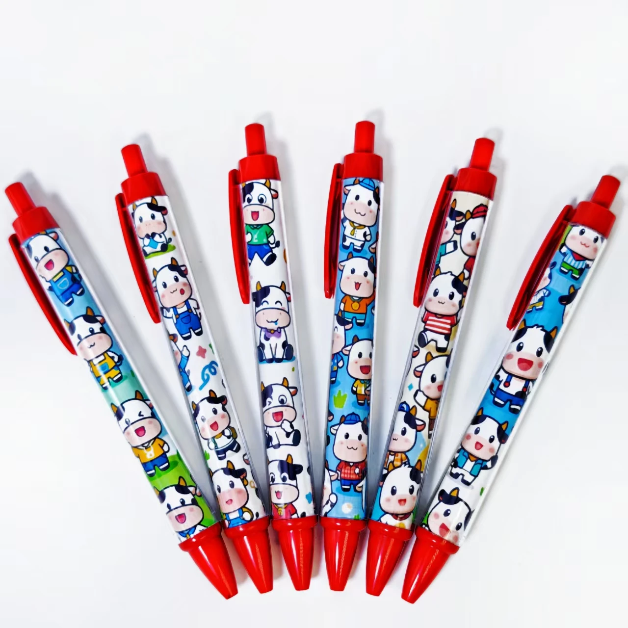 

7Pcs/11Pcs Little Cow Themed Ballpoint Pens Creative Animal Retractable Pens Daily Office Student Study Stationery Gift Pens