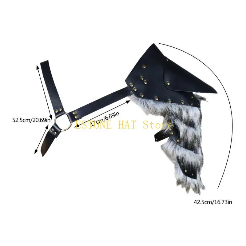 49MF Men's Furry Trim PU ombro Armadoras para entusiastas medievais e evento fantasia