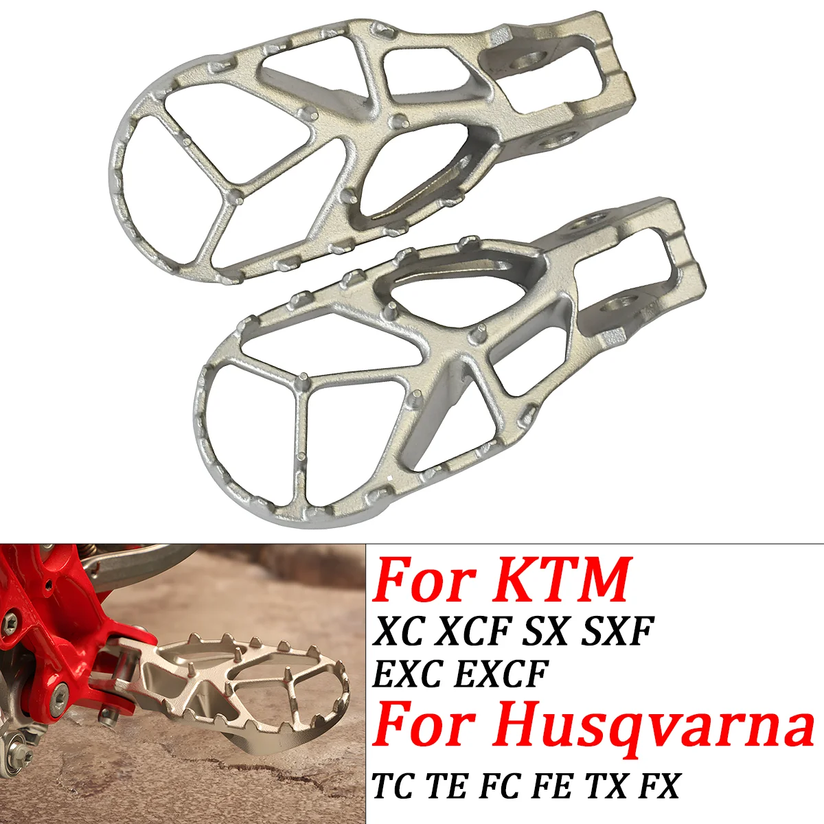 

Motorcycle Front Footrest Pedal Foot Pegs Footpeg Foot Rests For KTM SXF XCF XCW SMR HUSQVARNA FC FE TE GASGAS ECF MCF 2016-2023