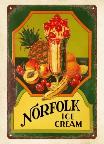 bedroom decor inspiration 1940s Norfolk Ice Cream metal tin sign sign