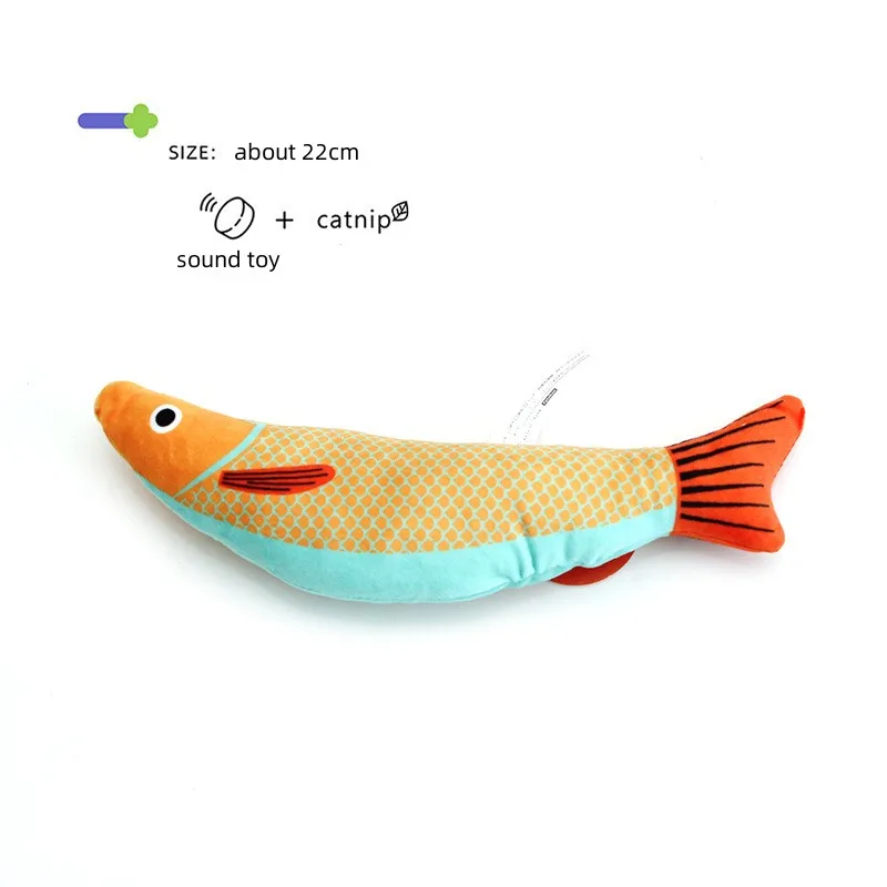 22CM Cat Toy Fish Plush Stuffed Toy for Cat Training Entertainment with Catnip Sound Toys Fish-Shaped Anti-Bite Pet Supplies