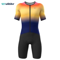 Wulibike Men‘s Triathlon Suit Trisuit Race Skinsuit Cycling Speed Suit Swimskin Bike Swim Run