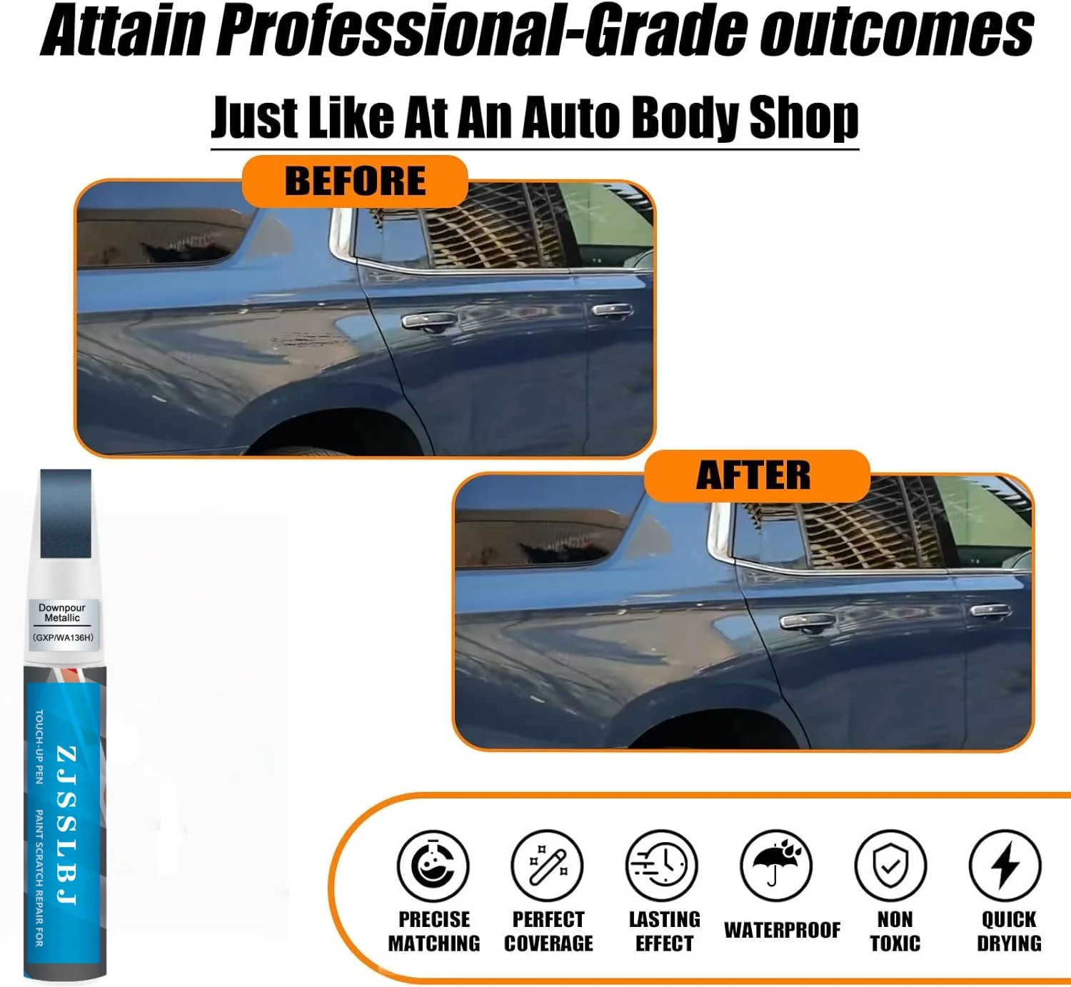 Downpour Metallic GXP/WA136H Two-In-One Car Paint Pen Scratch Repair Touch up Paint for GMC Premium Car Scratch Repair Tool