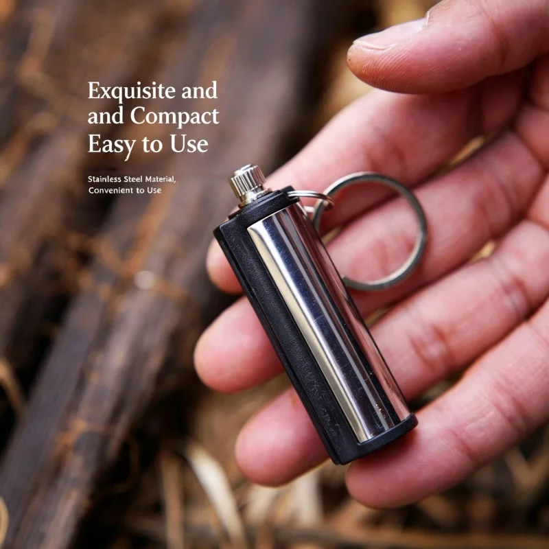 2026 Novel waterproof permanent match Metal Keychain Style Lighter with design Portable Outdoor Backup Tool Practical Camp Tool