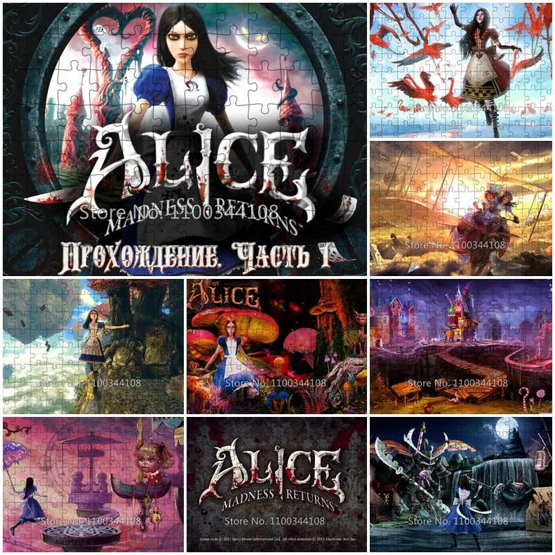 American McGee's Alice Puzzle Disney Horror Movie Game 1000 Pieces Jigsaw Puzzles for Adult Decompression Toy DIY Handmade Gifts