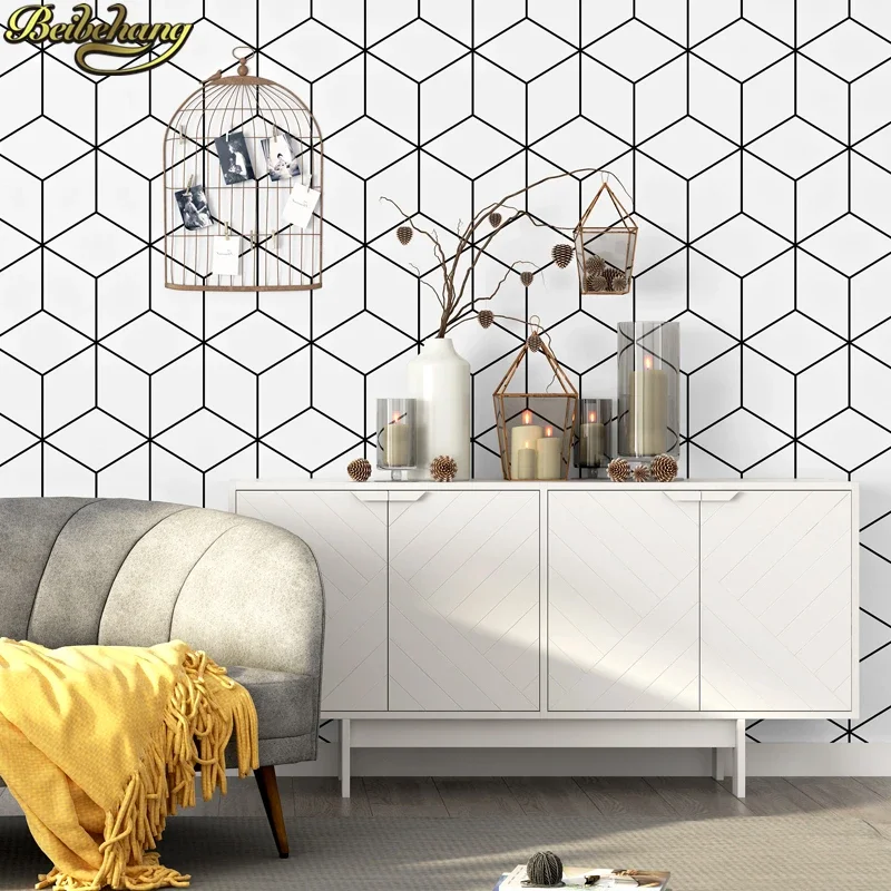 beibehang Modern papel de parede 3D Black white geometry Wallpaper for living room wall paper roll Wall paper Home Decoration