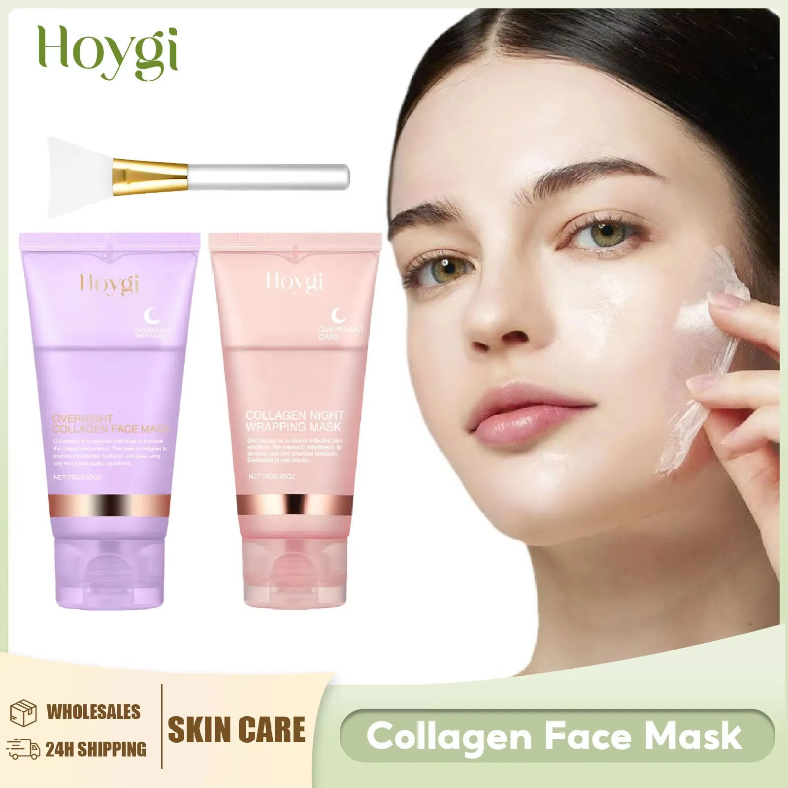 Collagen Overnight Wrapping Mask Fade Fine Lines Firming Deep Hydrating Replenishment Shrink Pores Brightening Korean Skin Care view 2