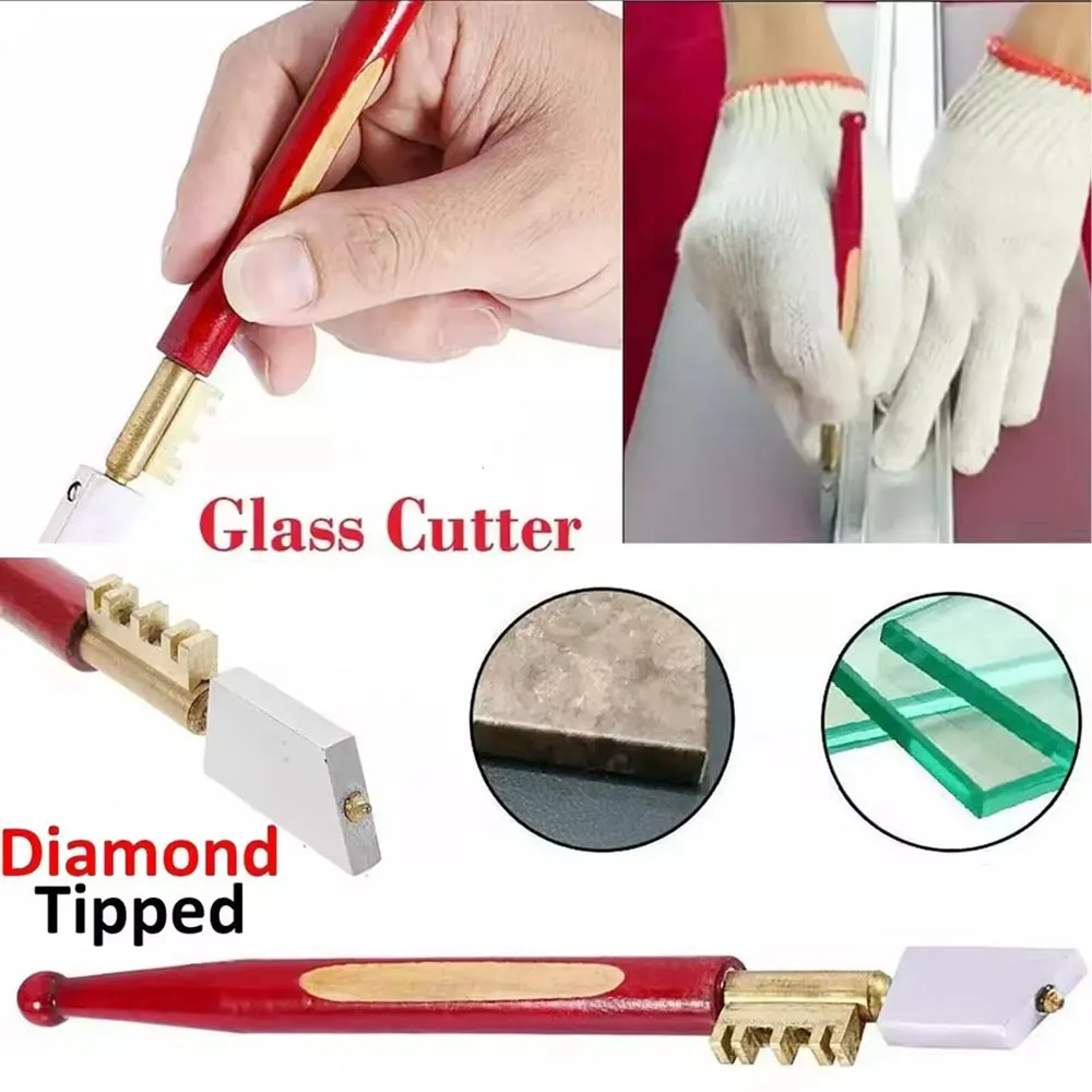 17mm Single Diamond Glass Cutter Portable Sharp Knife Glass Diamond Cutting Tool Hard Alloy Tile Mirror Repair Cutting