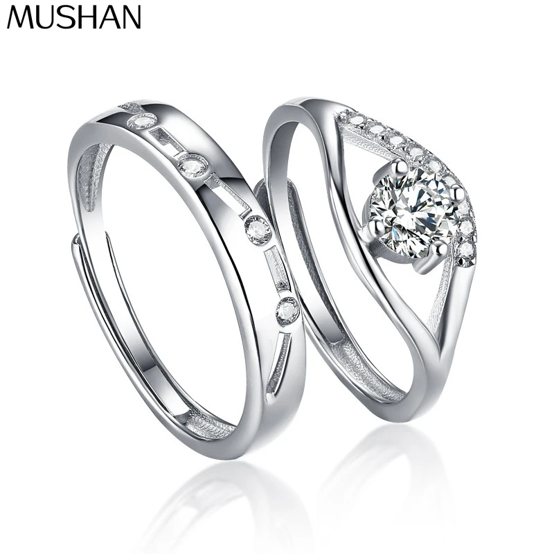 

MuShan Jewelry 925 Sterling Silver Ring Wedding Band High Carbon Diamond Romantic Style Daughter Gift Women Rings Fine Jewelry