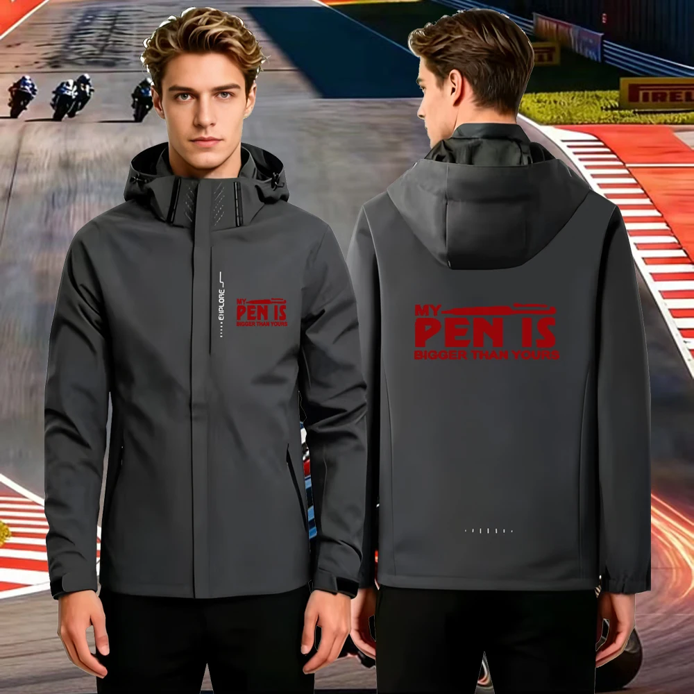 

Men's Jacket with My Pen Logos Waterproof Hooded Windbreaker with Removable Hood,Outdoor Casual Sports Coat for Trekking,S-3XL