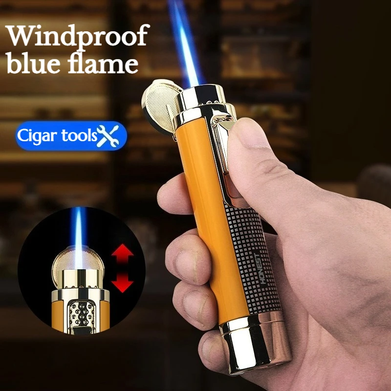 

Direct Blue Flame Windproof Inflatable Lighter with Cigar Tool Multifunctional Small Spray Gun Outdoor Barbecue Camping Igniter