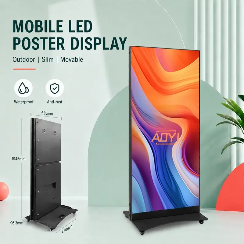 for Waterproof 960 Outdoor LED Totem Display P3 High Resolution HD Digital Billboard Full Color Lightweight Kiosk Display