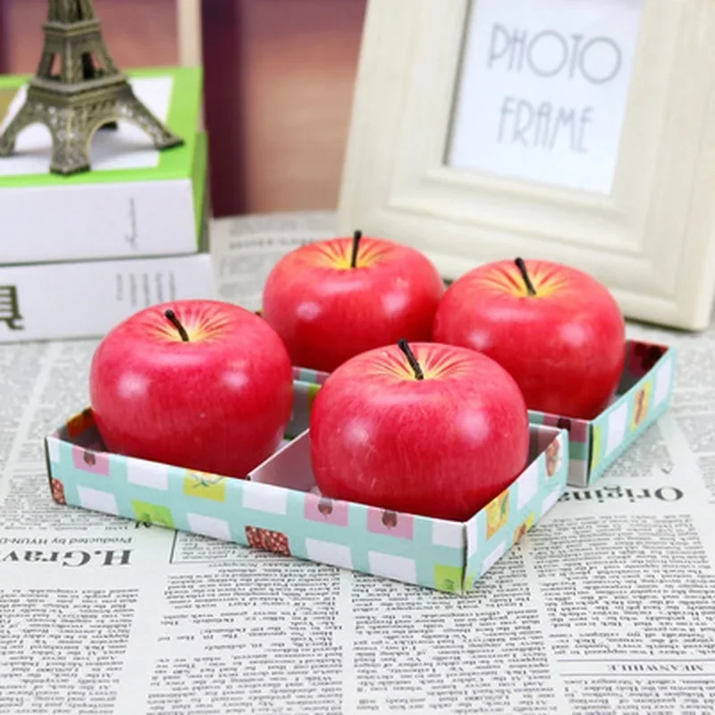 New Home Red Apple Shape Modeling Techniques Scented Candles Apple Decorations Birthday Christmas Party Fruit Candles Decor