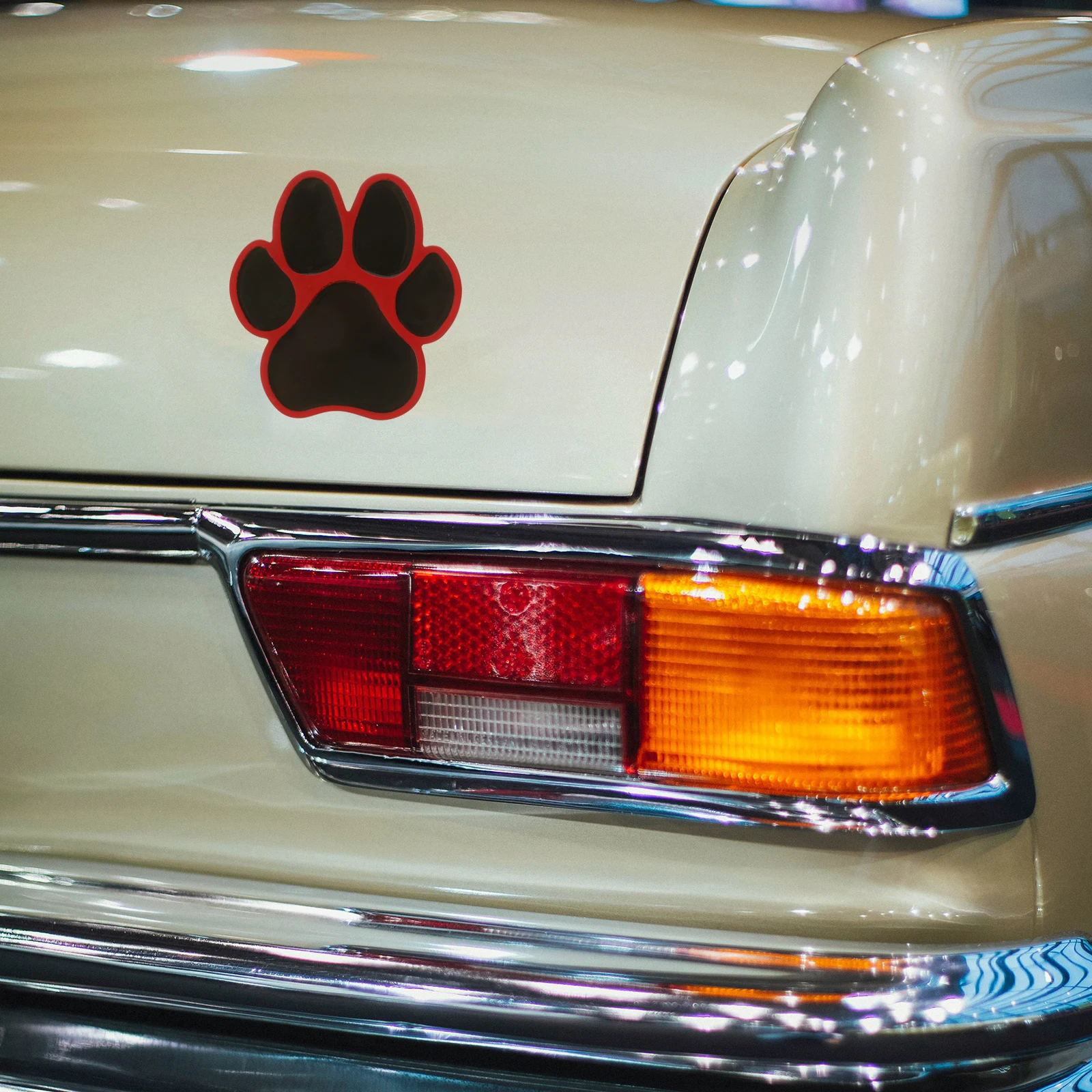 

2 Pcs Car Stickers 3D Metal Paw Print Decals Scratch Resistant Adhesive Vehicle Exterior Decorations Auto Body Creative Design