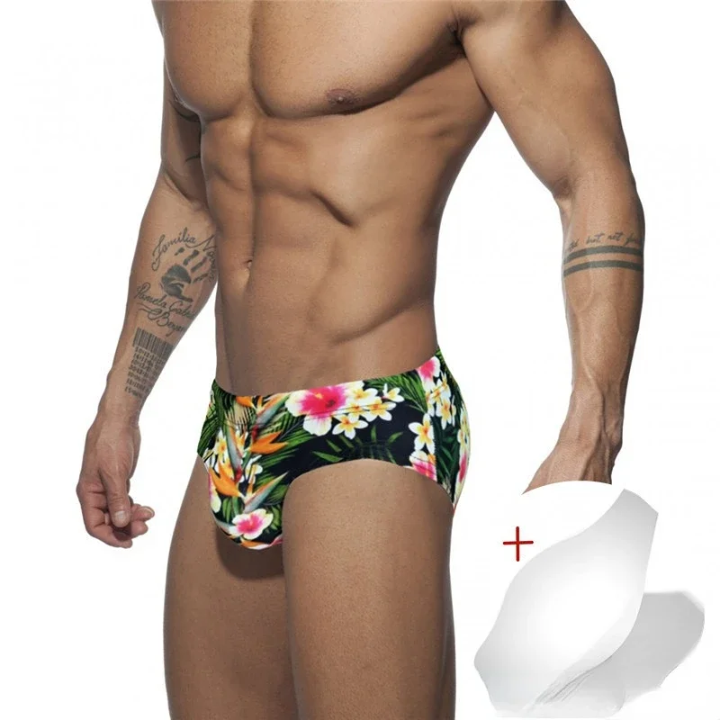 

Low Waist Swimwear Push Pad Swim Briefs Print Men Swimsuit Sexy Bathing Suit Quick Dry Summer Sport Beach Wear Surf