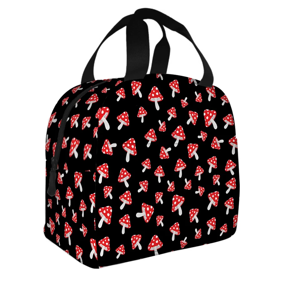 Mushroom Pattern Small Handheld Eco-friendly Lunch Bag Best Gift for Boys Girls 2D Flat Cartoon School Bento Bag for Outdoor