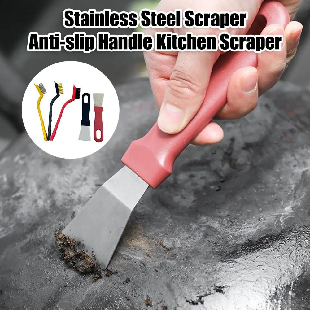 Kitchen Accessory Stainless Steel Scraper Stainless Steel Oven Scraper Set with Anti-slip Handle for Kitchen Grease for Cooker