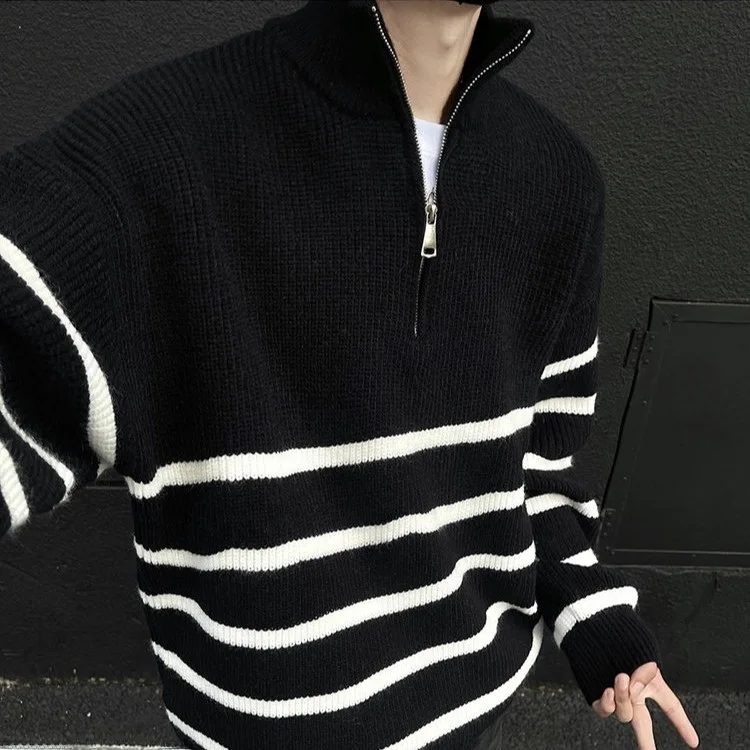 2025年ヴィンテージ風和風ジッパーセーター ソフトで心地良いゆったりスタイル レディースニット長袖ハーフハイジッパーデザイン 春ファッション