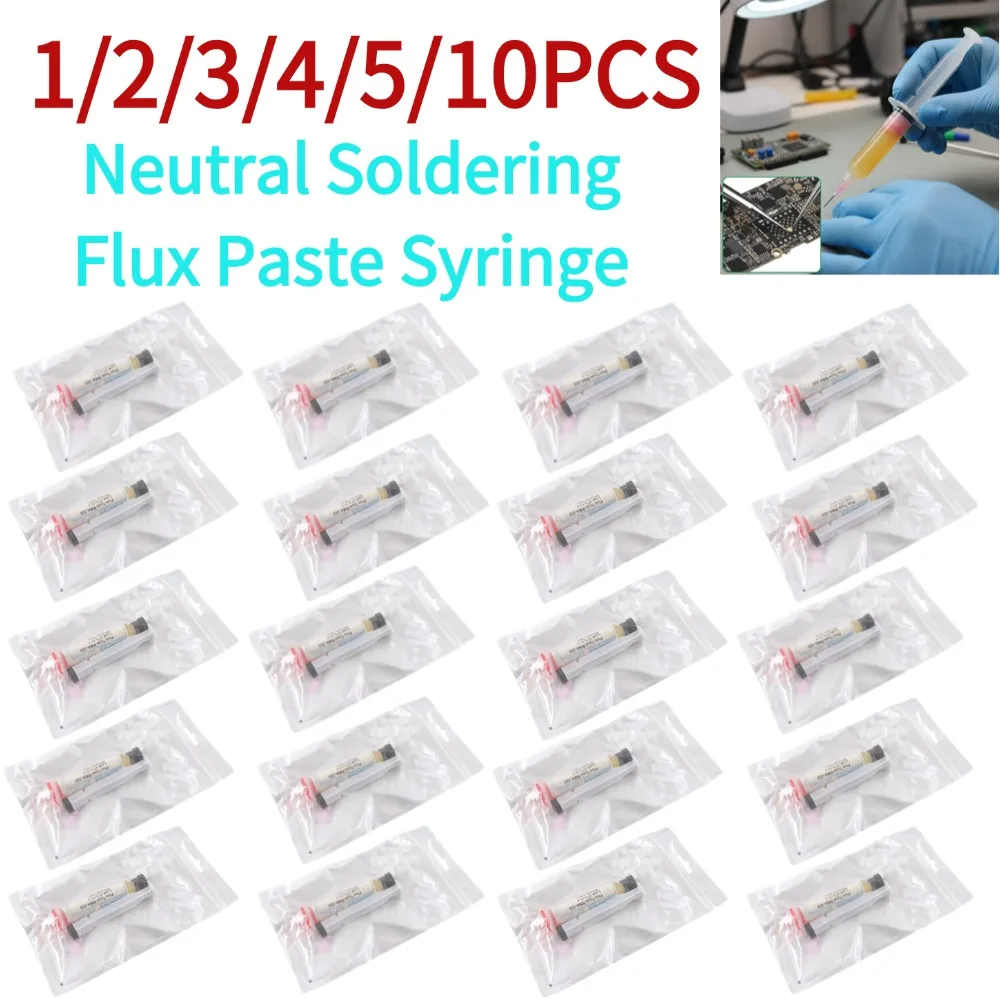 

1/2/3/4/5/10PCS Halogen-Free Soldering Flux Paste Syringe Neutral No-Clean Welding Paste Electronic Cleaning Accessory