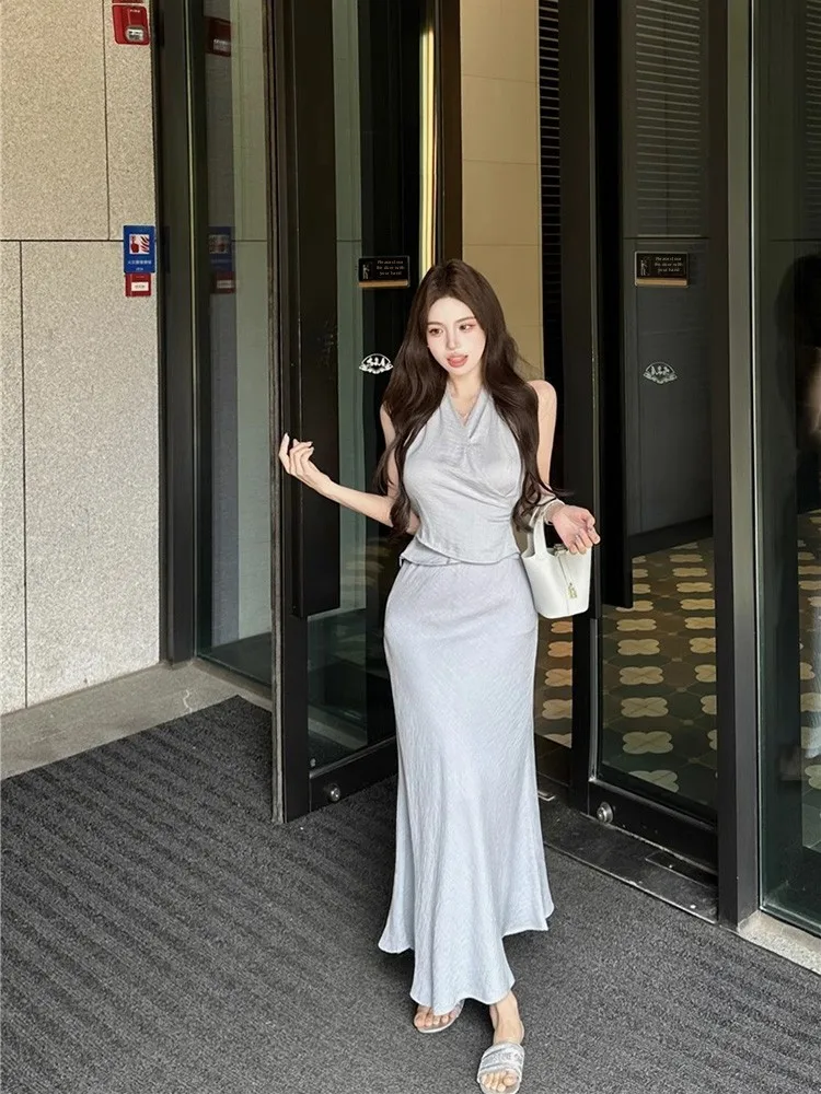 

Ele High Waist Slim Fit Fi Tail Skirt And Svel Top Women's Faion Set Two-Piece Ensemble French Sle Summer Outfit