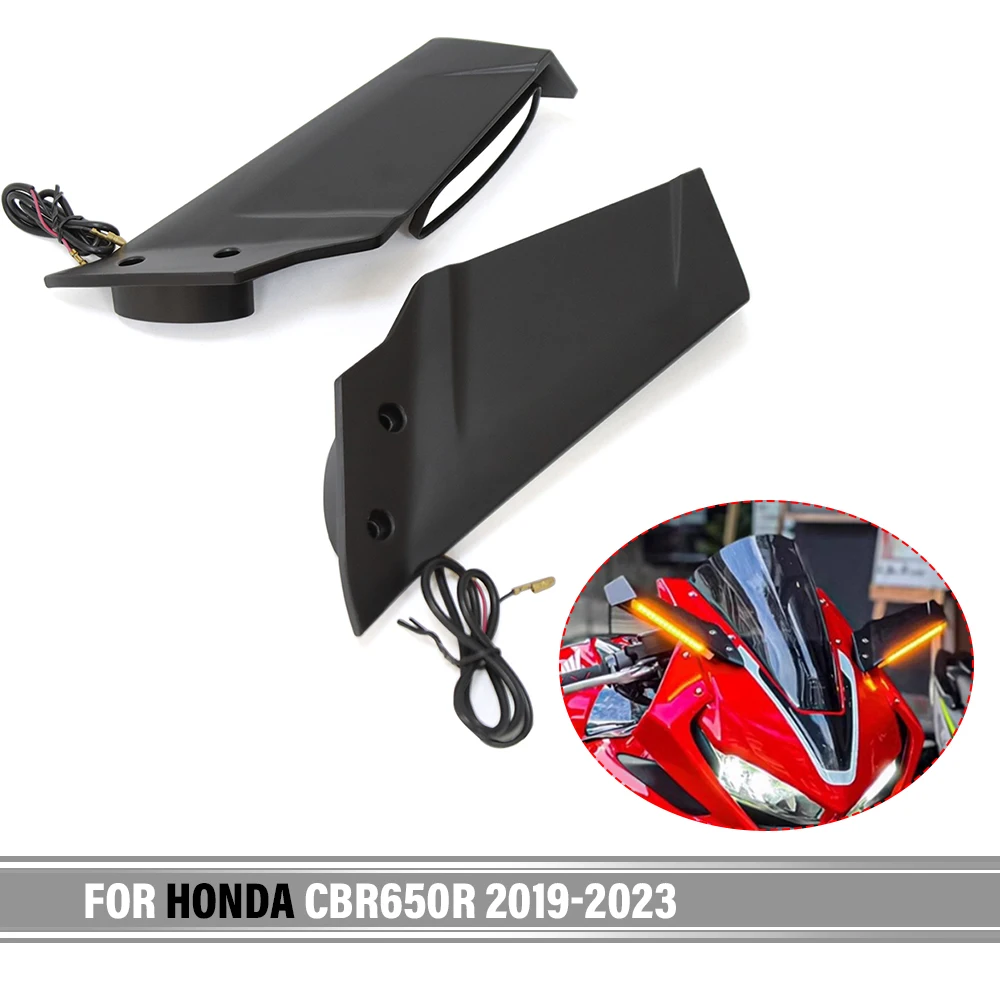 Motorcycle Side Rearview Mirrors With Turn Signal Mirror Fixed Wing For Honda CBR650R 2019-2023 ABS CBR650F CBR250R CBR300R CBR