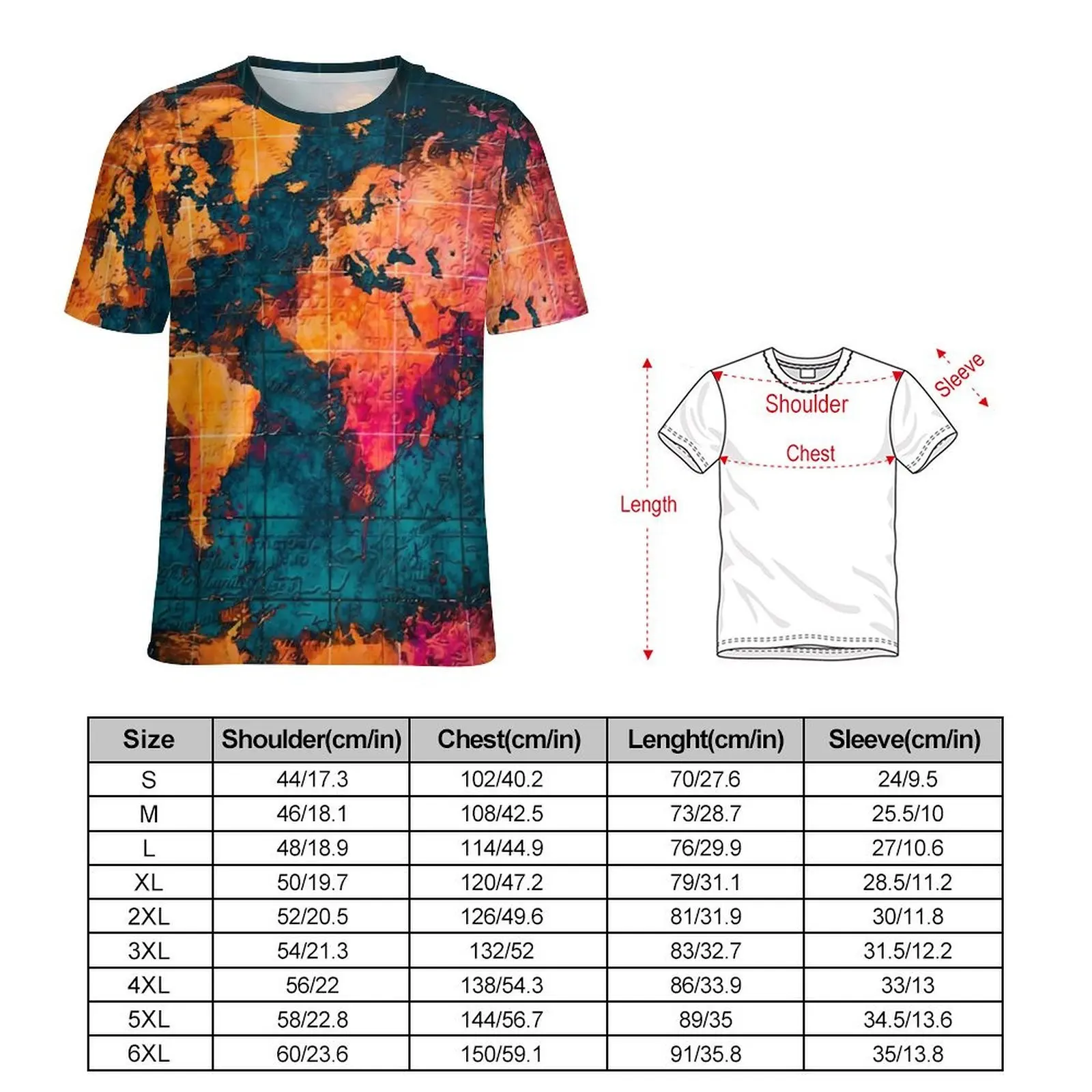 World Map Art Series T Shirt Old Map Fashion T Shirts Short Sleeve Graphic Tops Hot Summer Funny Oversized Clothing