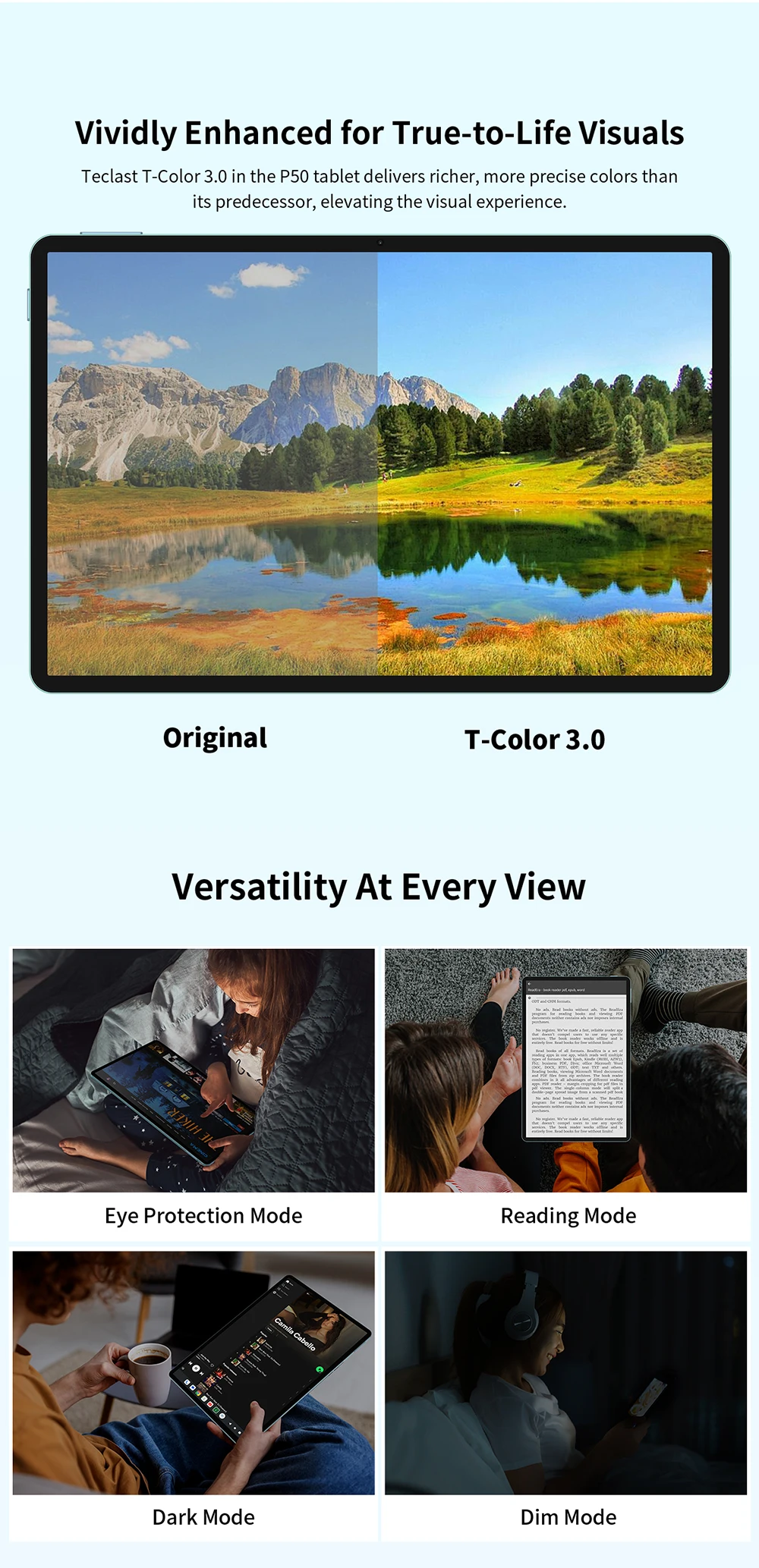 2026 Teclast P50 Tablet Android 16 8-Core T606 4Gb Ram 128Gb Rom 1280X800 Pixels Ips Bluetooth 5Mah Type-C 8Mp+5Mp Wifi TLA002