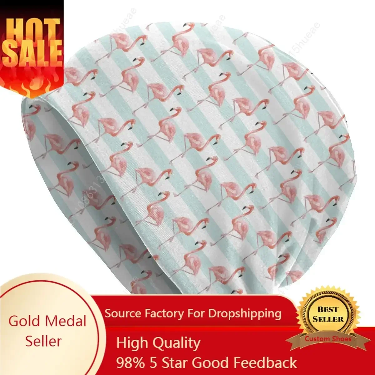 

Cool Summer Flamingo Bird Seamless Pattern Skullies Beanies Women Men Winter Warm Slouchy Beanie Hat Knitted Bonnet Cap for Ski