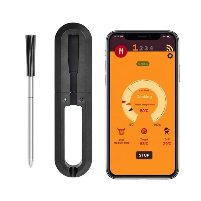 

Intelligent Wireless Bluetooth Barbecue Bbq Meat Thermometer with Dual Probes and App Control IP68 Waterproof