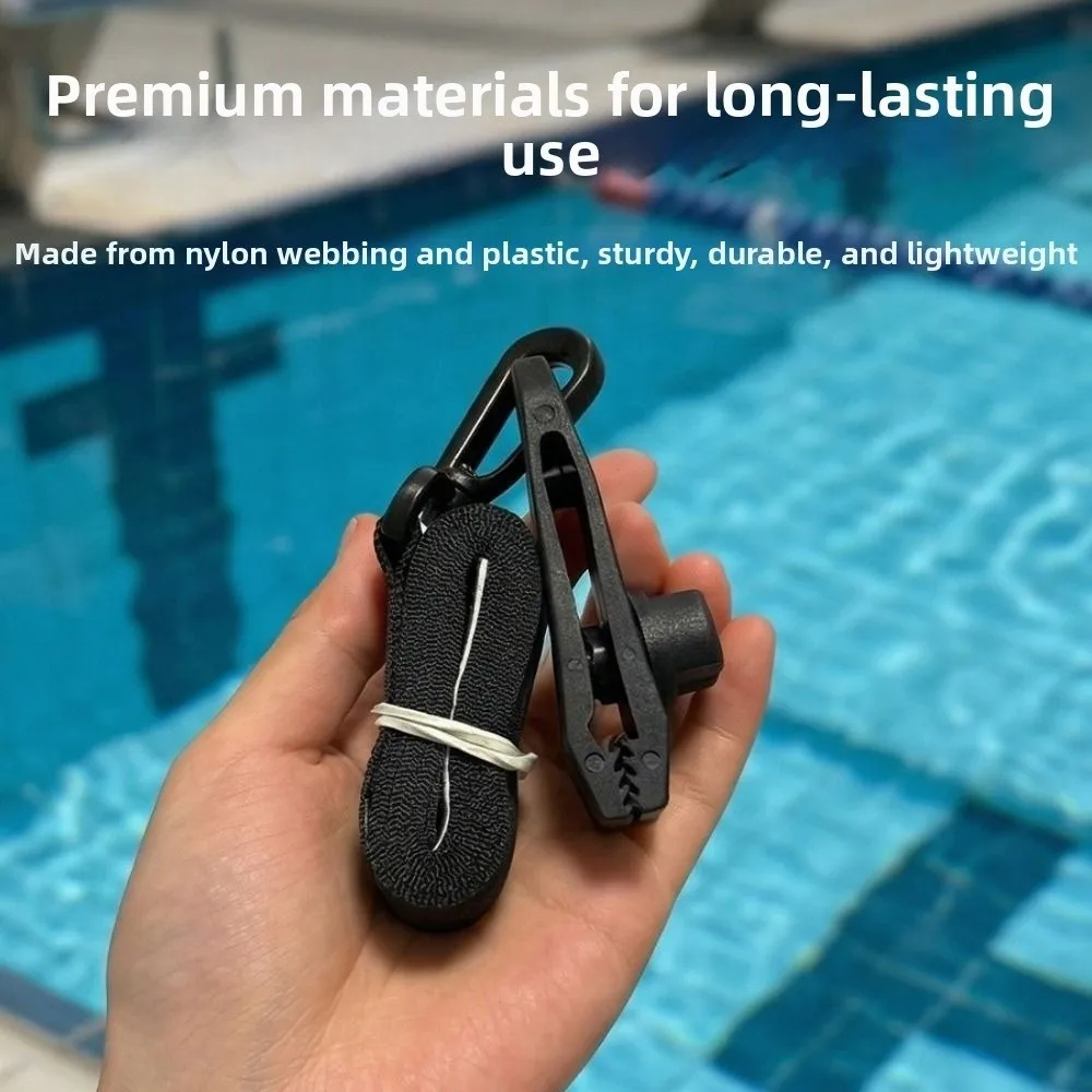 1/6Sets Universal Heavy-duty Pool Solar Cover Windproof Black&Blue Fixed Rope&Clip Solar Cover Attachment Kit Straps