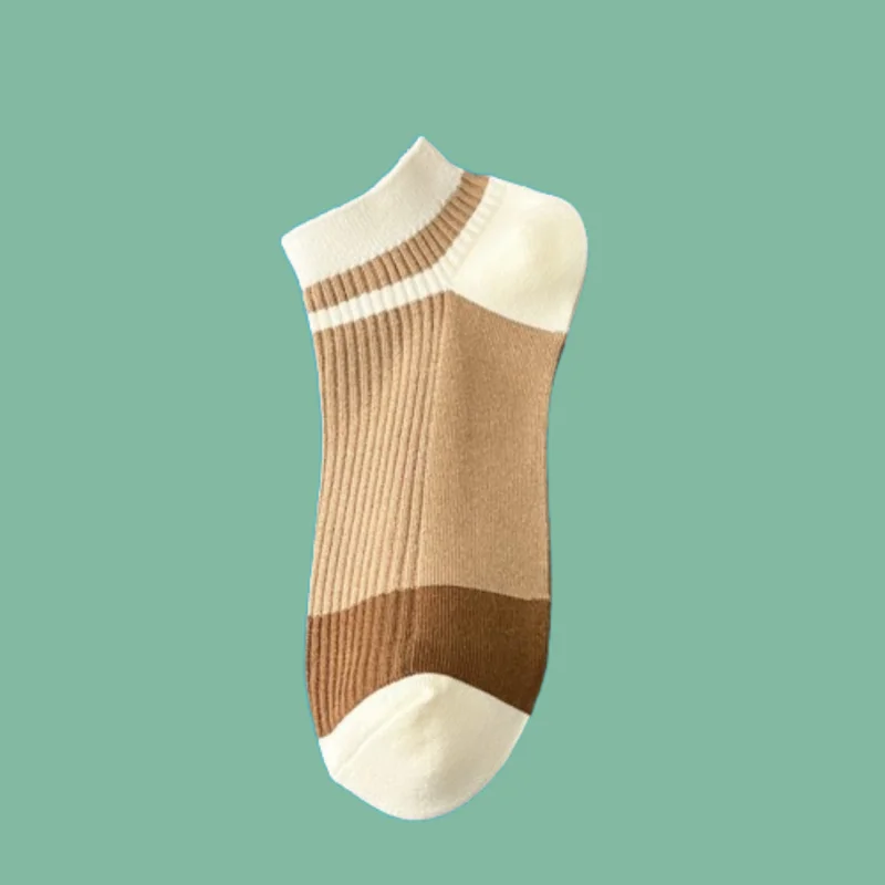 

3/5 Pairs Cotton Socks Contrast Color Men's Simple Socks Double Needle Spring and Summer Socks Casual Striped Men's Boat Socks