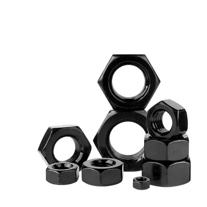 304 Stainless Steel Black Hexagon Nuts M2 to M20 Metric Coarse Thread Hex Nuts Black Finish for Industrial & DIY