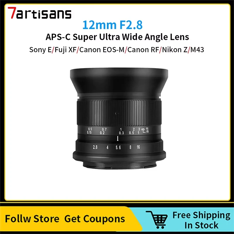 7artisans 12mm F2.8 Mark II APS-C objectif d'appareil photo Super Ultra grand Angle Pour Sony E Nikon Z IL EOS-M IL RF Fuji XF figuré/3 bouche